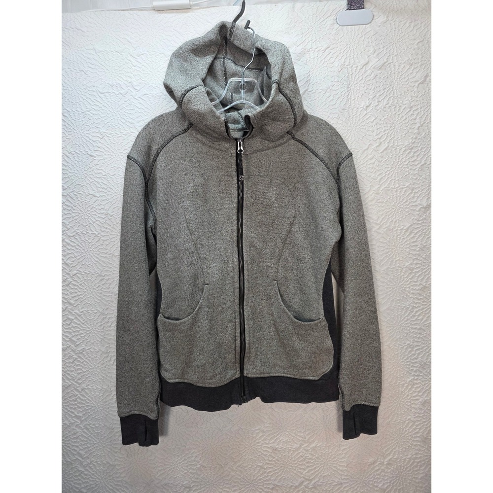 Lululemon On the Daily Hoodie Women Size 6 Gray Good Full Zip Thumbholes Active